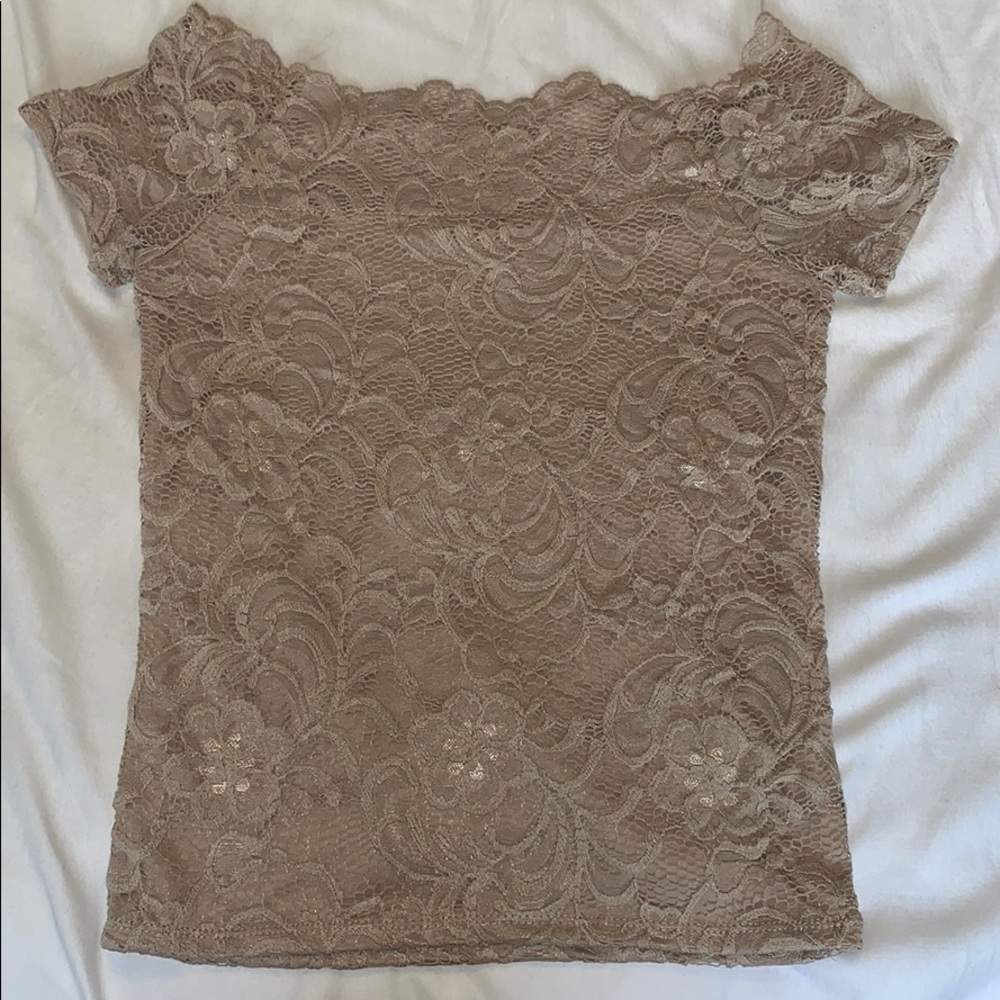 Floral lace off the shoulder top